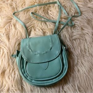 Mint green faux leather crossbody bag